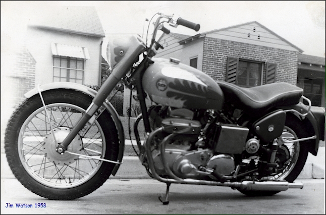 Jim and his older brother were into motorcycles back in the late 1950's. Here is Jim's tricked out BSA. His brother Chuck rode a triumph hardtail and belonged to a motorcycle club called the Galloping Gooses in Glendale, Ca.